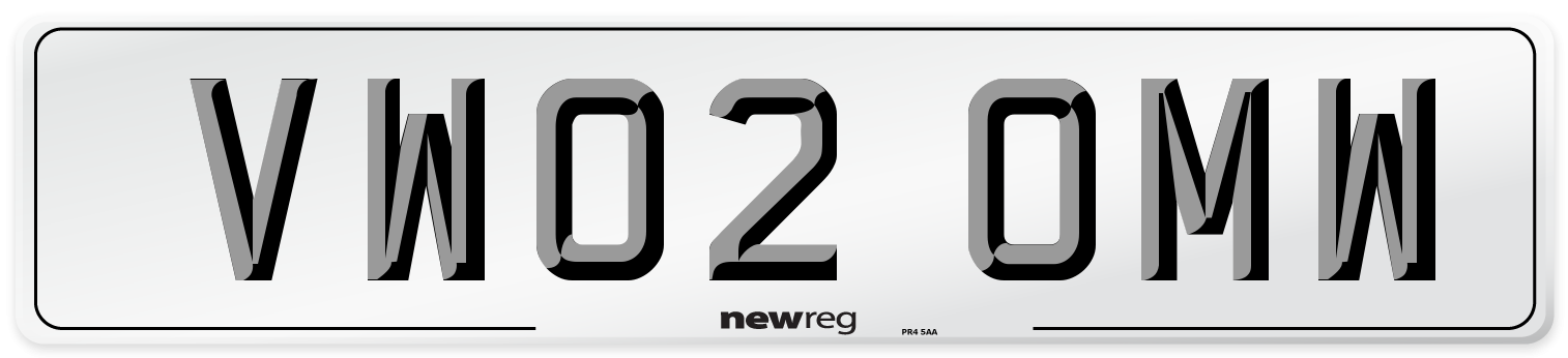 VW02 OMW Number Plate from New Reg